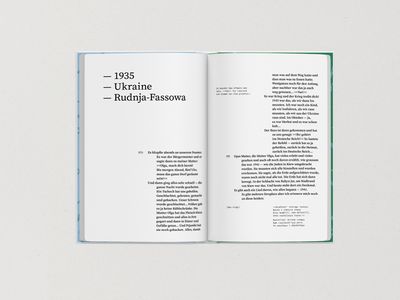 Aufgeschlagenes Buch, Kapitelüberschrift: 1935 / Ukraine / Rudnja-Fassowa